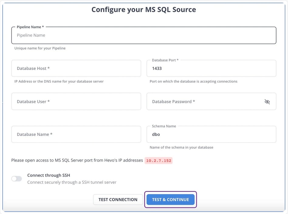 Configuring MS SQL Source - Amazon Redshift ETL